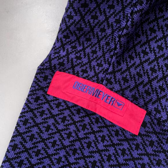 80s Obermeyer 1/4 Zip Wool Sweater Apres Ski Snowboard Cabincore Vintage Neon M - Picture 5 of 11